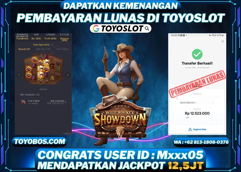TOYOSLOT - BUKTI KEMENANGAN Wild Bounty Showdown Rp12,500,000,- LUNAS